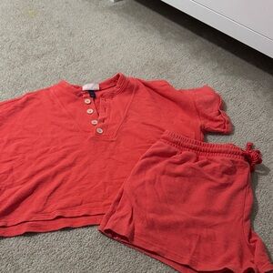 Universal Thread Vibrant Orange Top and Shorts Set